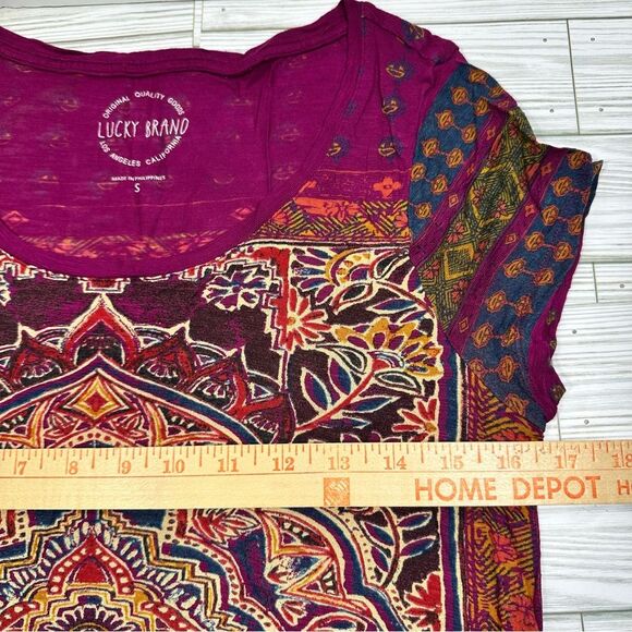 LUCKY BRAND BOHO PERSIAN CARPET‎ SHORT SLEEVE PULLOVER TEE SMALL *FLAW - Picture 6 of 9